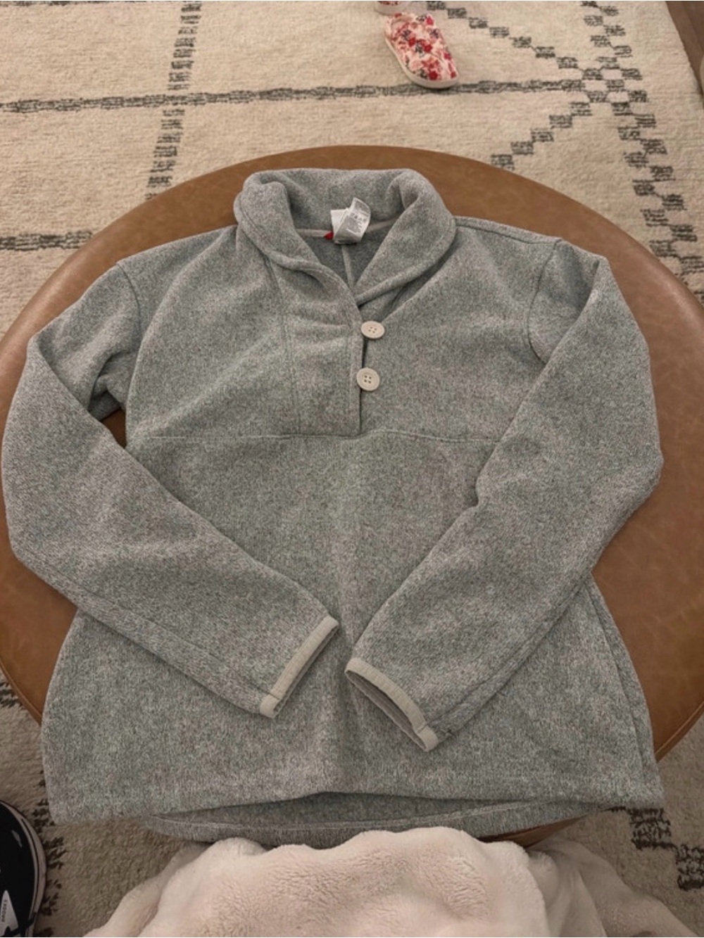 North face  Women's Heather Gray Button-Front Pullover Sweater